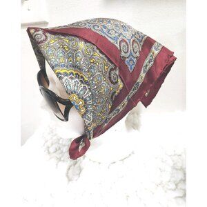 Mandala Scarf Burgundy Intricate Boarder